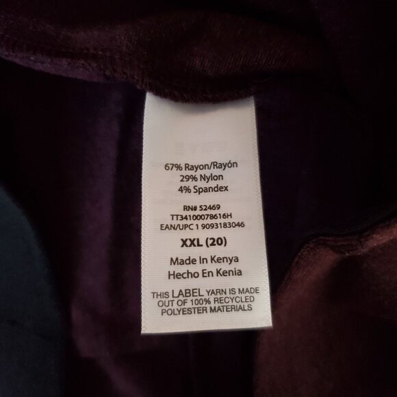 Time And Tru Womens Burgundy Stretch Pull-On Pants XXL 20 Rayon Blend - Picture 6 of 7